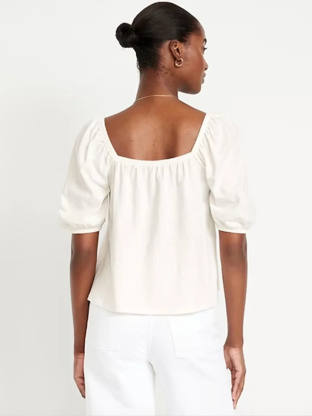 Old Navy Square-Neck Puff-Sleeve Top Size Small Color Sea Salt